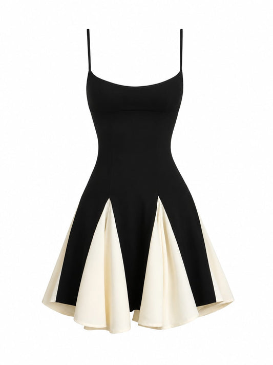 Black Contrast Slip Mini Dress