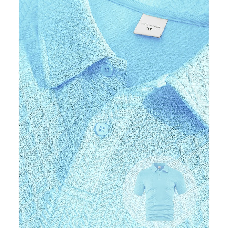 Men's 2-piece set with a diamond print: short-sleeve crew-neck T-shirt and shorts with an adjustable drawstring