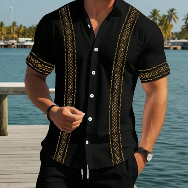 Men's Short-Sleeve T-Shirt and Shorts Set with Floral Print